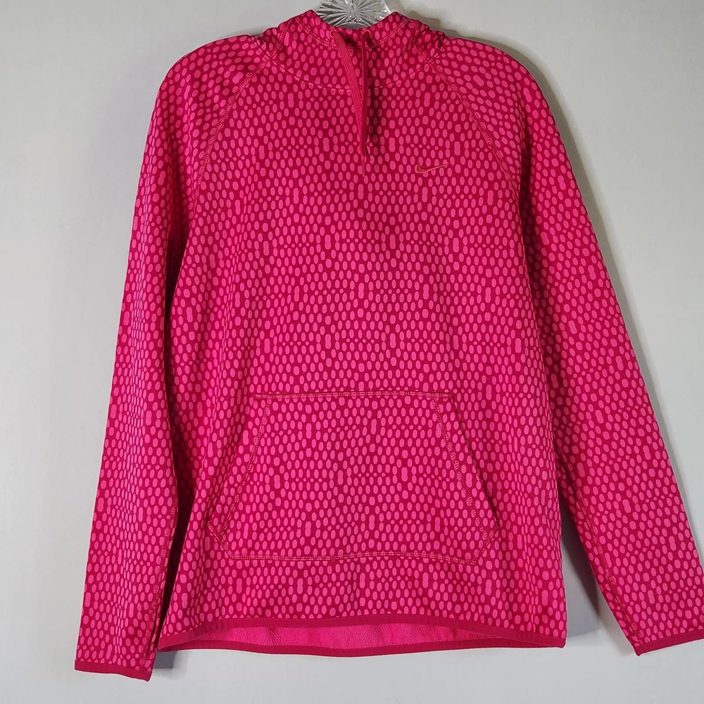 Nike Therma Fit All Time Mirror Mesh Training Hoodie Womens M Pink Dots Pullover